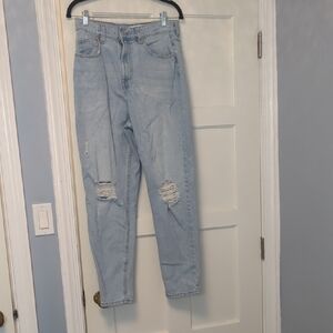 Ardene Light Blue Distressed Boyfriend Mom Jeans